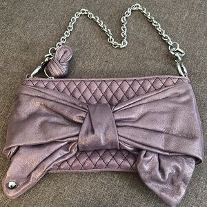 JUICY COUTURE LILAC SHIMMER COWHIDE BOW SHOULDER BAG NWOT